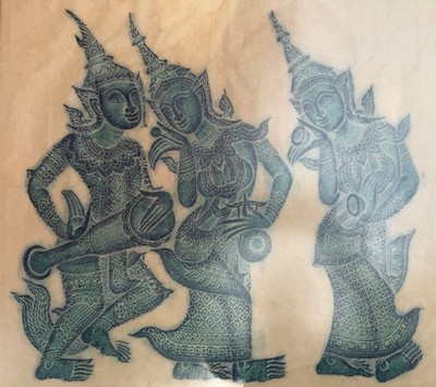 VINTAGE THAI TEMPLE RUBBING ON RICE PAPER