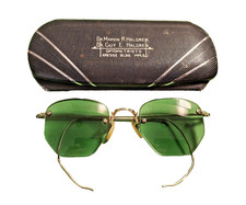 Antique Art Deco SHURON 1/10-12K G. F. Green Lens w Rimless Frames Eyeglasses