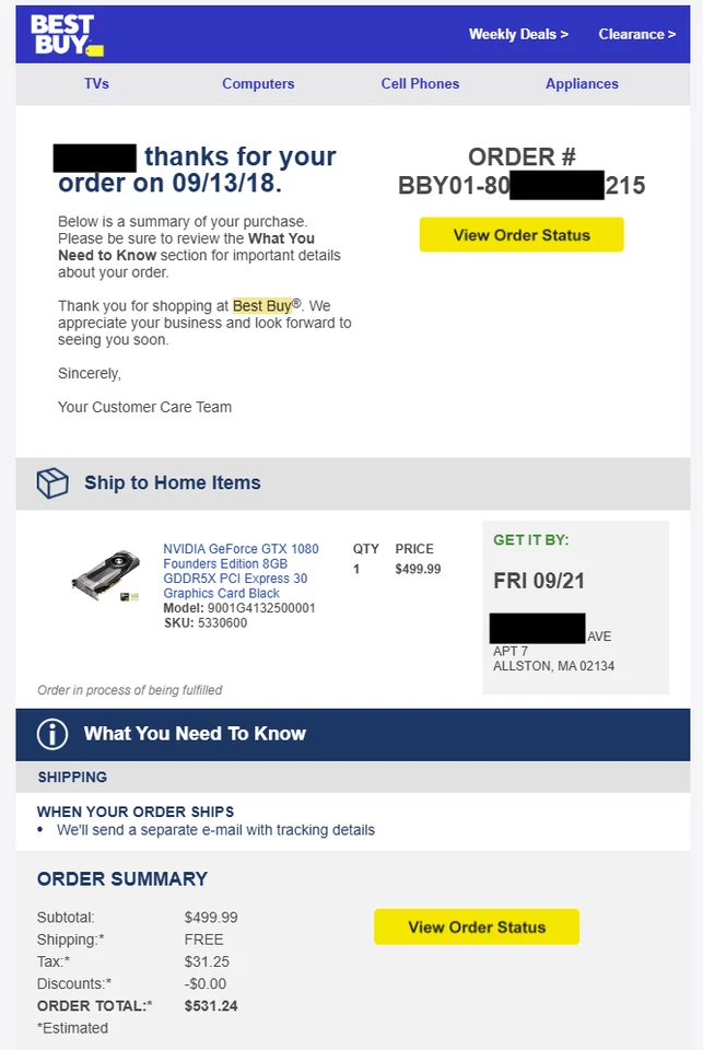 NVIDIA GeForce GTX 1080 8GB GDDR5 SDRAM PCI Express 3.0 Video Card - Image 4 of 4