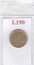 L190 Moneta Coin ITALIA Repubblica Italiana 20 Lire Ramo di Quercia 1972