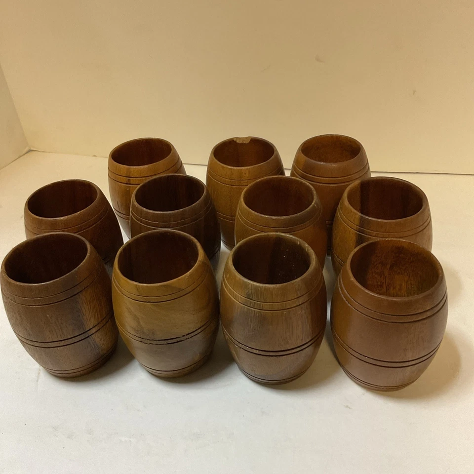 Vintage Monkey POD Wooden Barrel Drink Dispenser 11 Cups Lazy Susan - Image 4 of 4