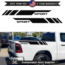 Black Sport Rear Trunk Side Bed Decal Sticker Vinyl For Dodge RAM 1500 2500 3500