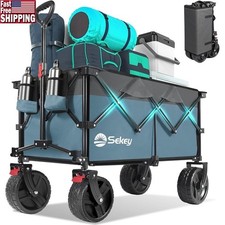 Heavy Duty Folding Cart Big Capacity Sand Friendly Easy Maneuverability Setup US