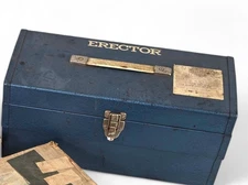 Vintage Gilbert Erector Set Blue Tool Box Instructions Motors Collection
