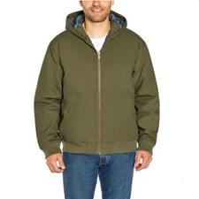 Woolrich Canvas Hooded Utility Jacket Flannel Lined Men's XL Green
