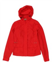 WOOLRICH Giacca antipioggia donna con cappuccio UK 12 cotone rosso medio CT02