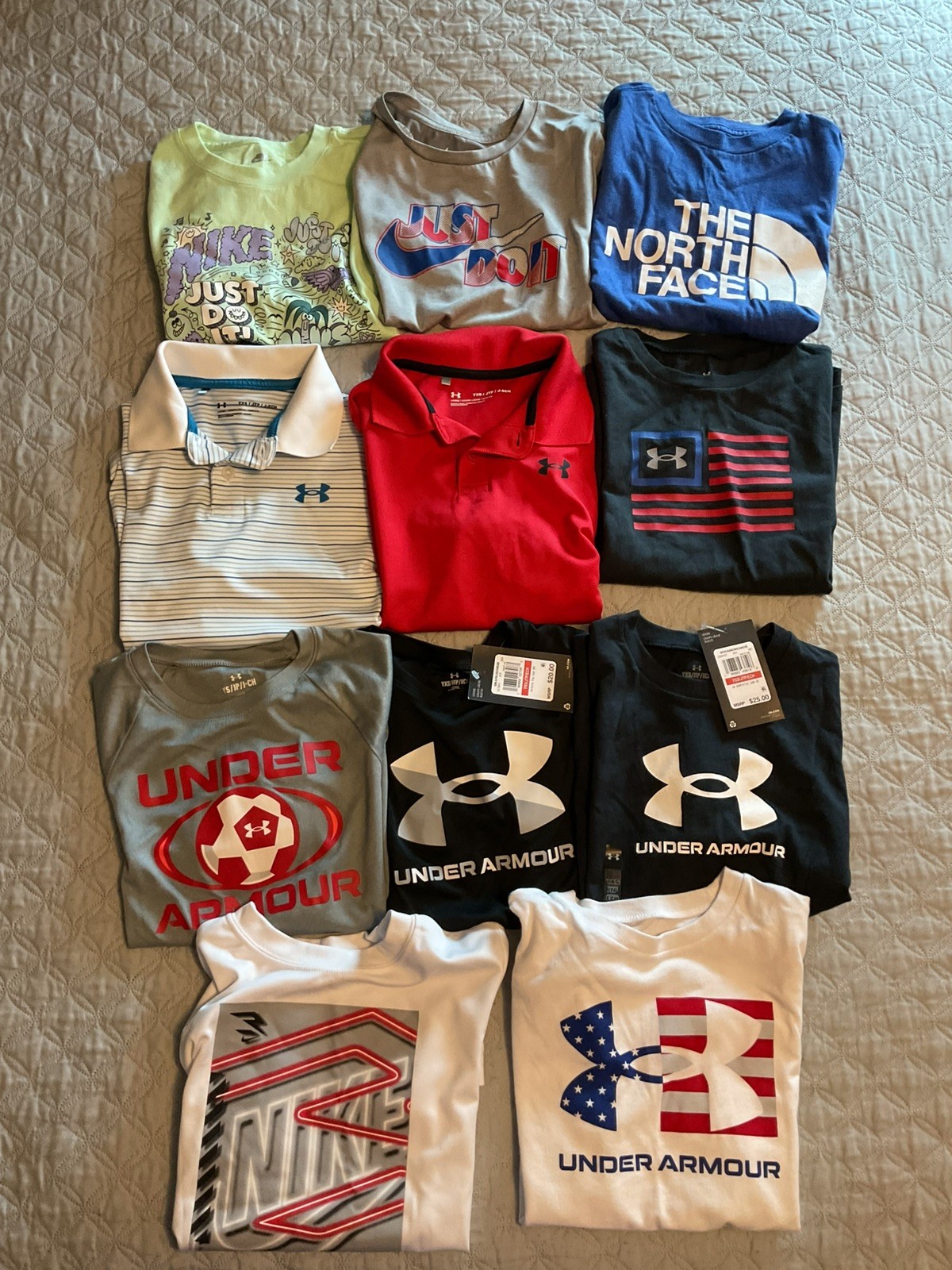 Lot Of 11 Under Armour Nike Short Sleeve Shirts Youth XSmall-Small