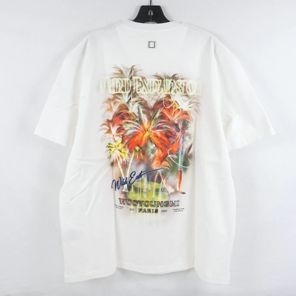 WOOYOUNGMI White Palm Tree Graphic Short Sleeve T-Shirt In White - Size EU 50
