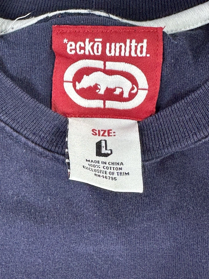 Vintage Ecko Unltd. Camiseta Juvenil Azul Marino Gráfica Y2K Streetwear All American 72 Foto 2 de 4