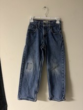 Levi Strauss Signature Kids Size 10 Loose Fit Jeans Distressed Patch Knee