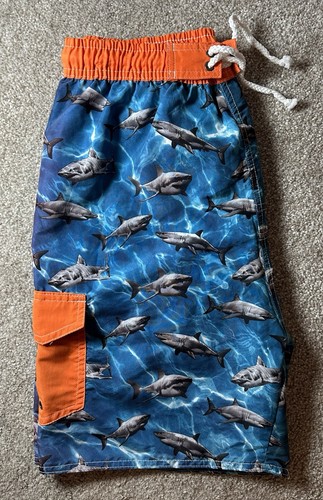 Boy’s Swim Trunks Bathing Sharks Swimming Lined Size 16/18 - Picture 7 of 9