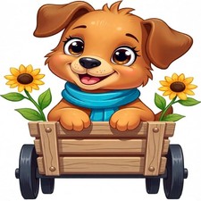 30 Custom Puppy  Sunflowers Personalized Address Labels