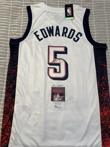 Anthony Edwards Signed Nike Jersey 2024 Team USA Olympics JSA COA Authentic Auto
