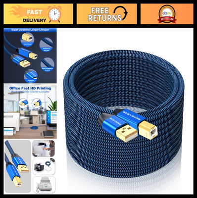 30ft USB 2.0 Printer Cable - High Speed Type A to B, Compatible with Most Printe