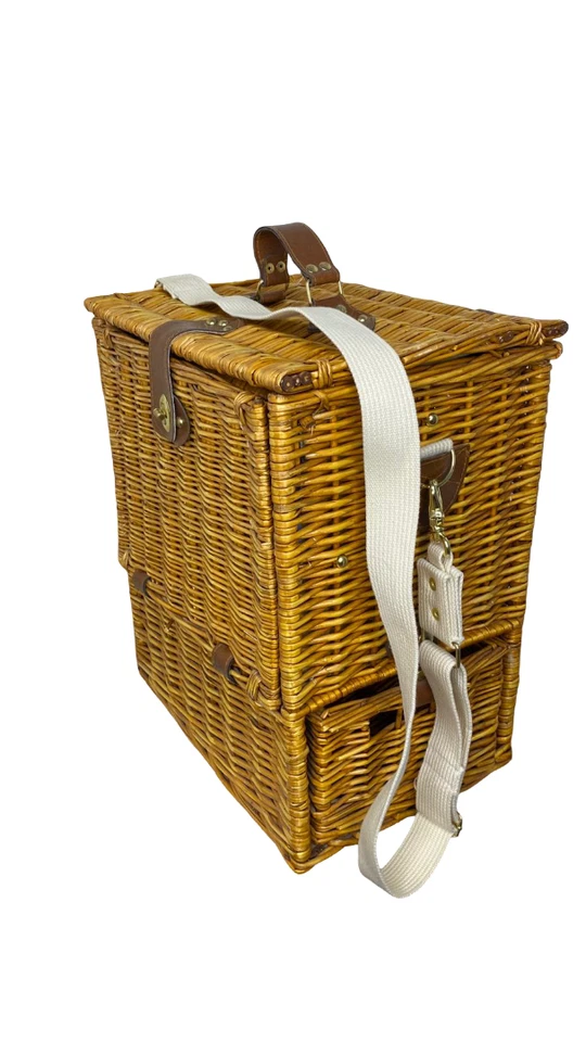 Винтажный Sutherland плетеная корзина для пикника полный комплект для 2 1970-х рюкзак корзина - Изображение 3 из 4