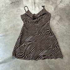 Charlie Holiday Anthropologie Mini Slip Dress Womens 6 Zebra Print Retro