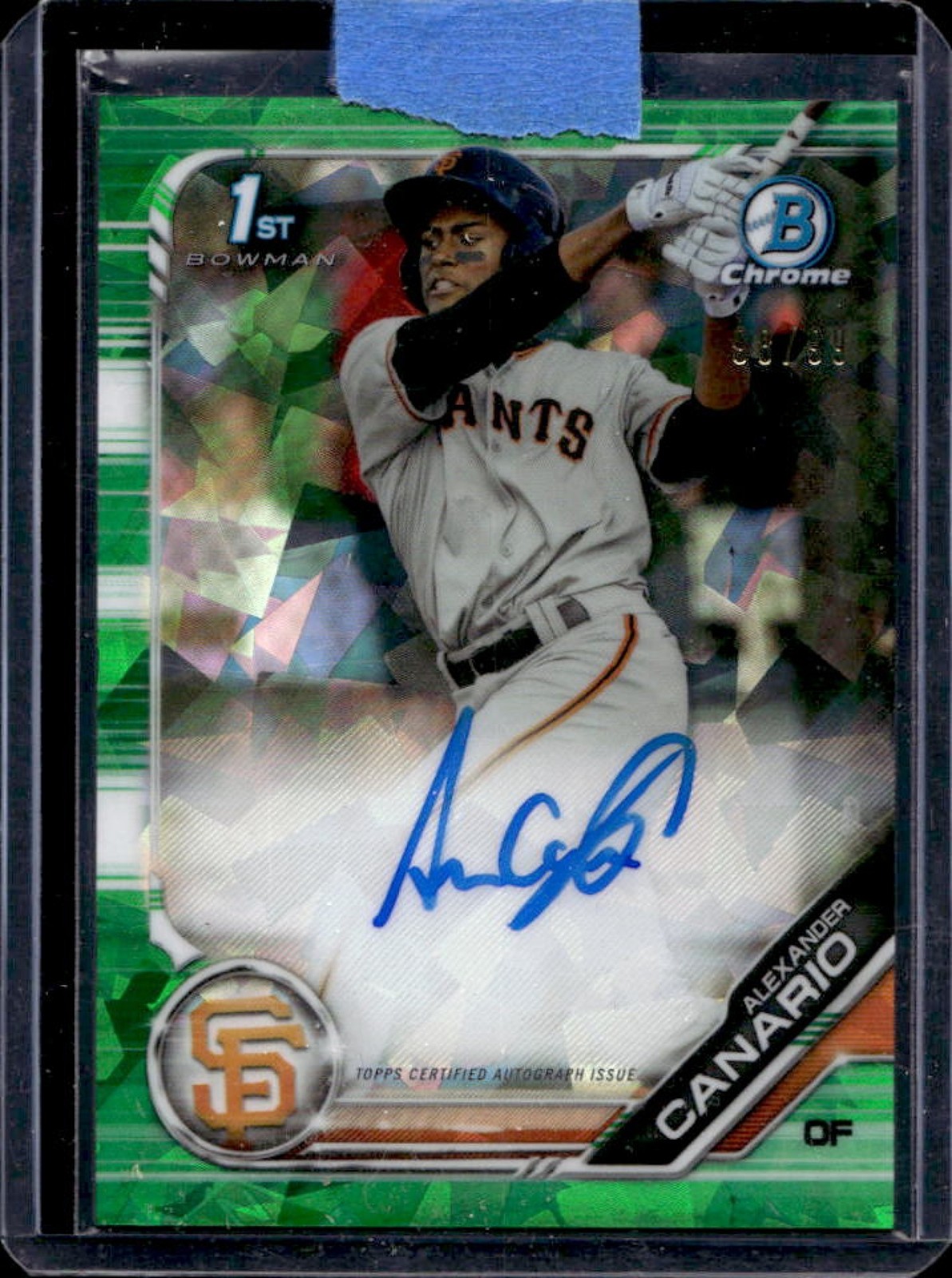 2019 Bowman Chrome Alexander Canario Prospects Auto Green Atomic Refractor #/99
