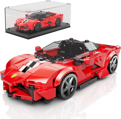 Car Building Sets, Model Car Set with Display Case, Red Racing for Boys 8+, Coll