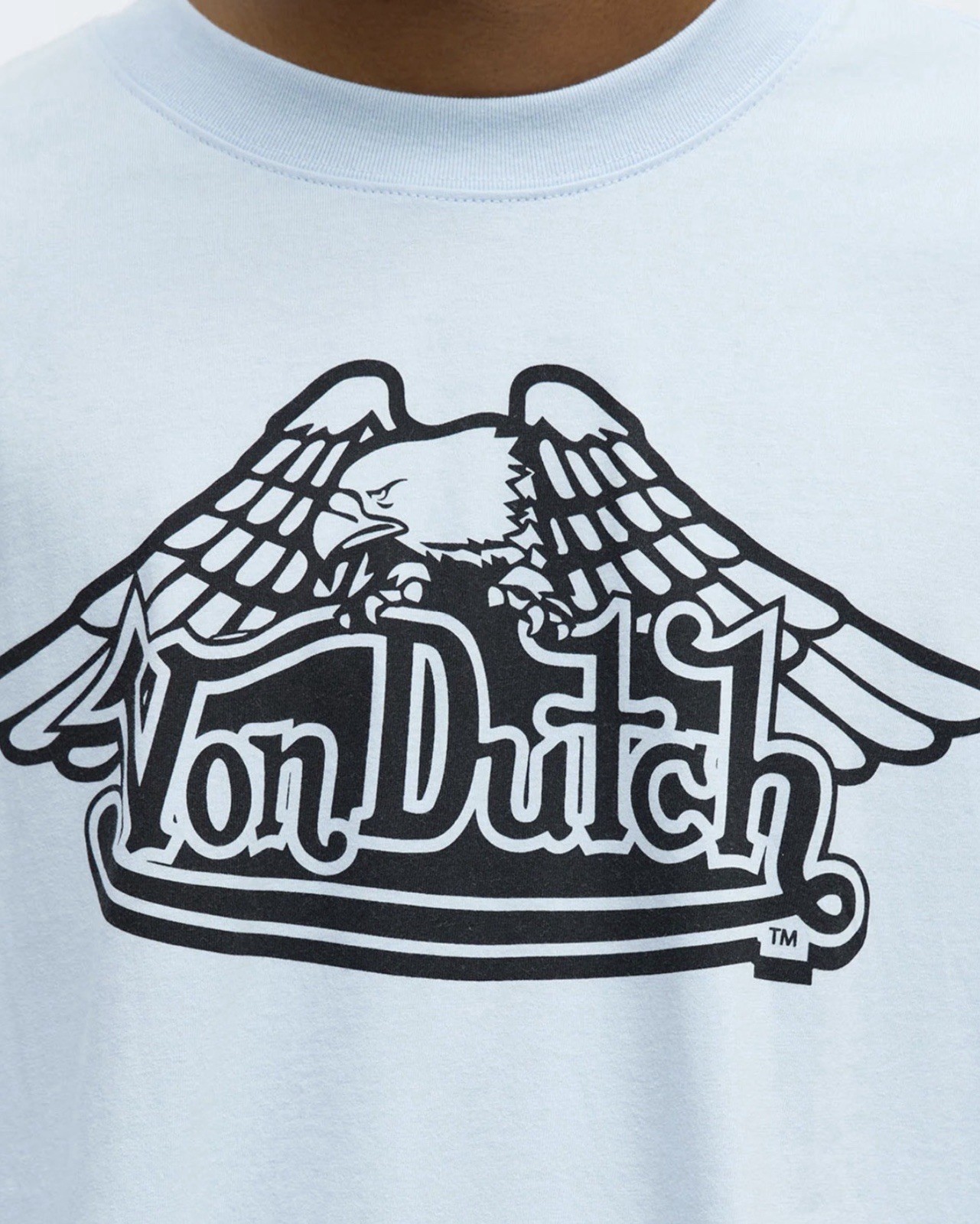 NEW Oversized Cropped Von Dutch Classic Wings Tee in light blue XL. SOLD OUT image 2
