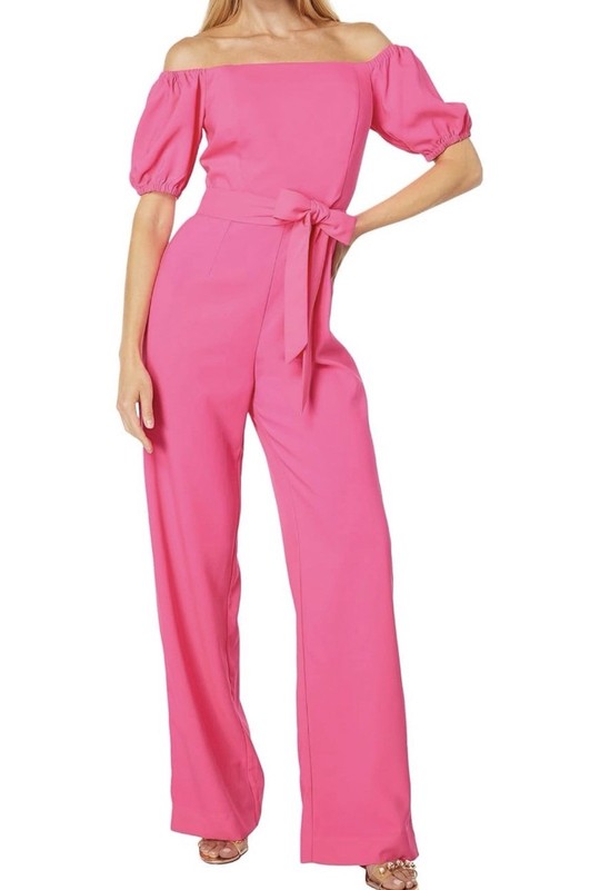 LILLY PULITZER JADA PINK Isle BELTED JUMPSUIT ROMPER Womens 8