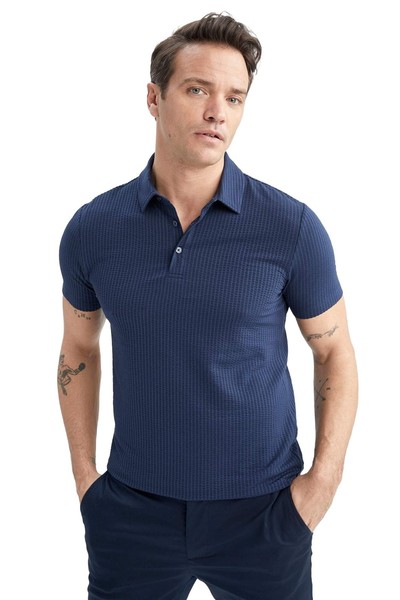 Herren Poloshirt Navy S DeFacto Basic T-Shirt Kurzarm Baumwolle Modell-Nr-image
