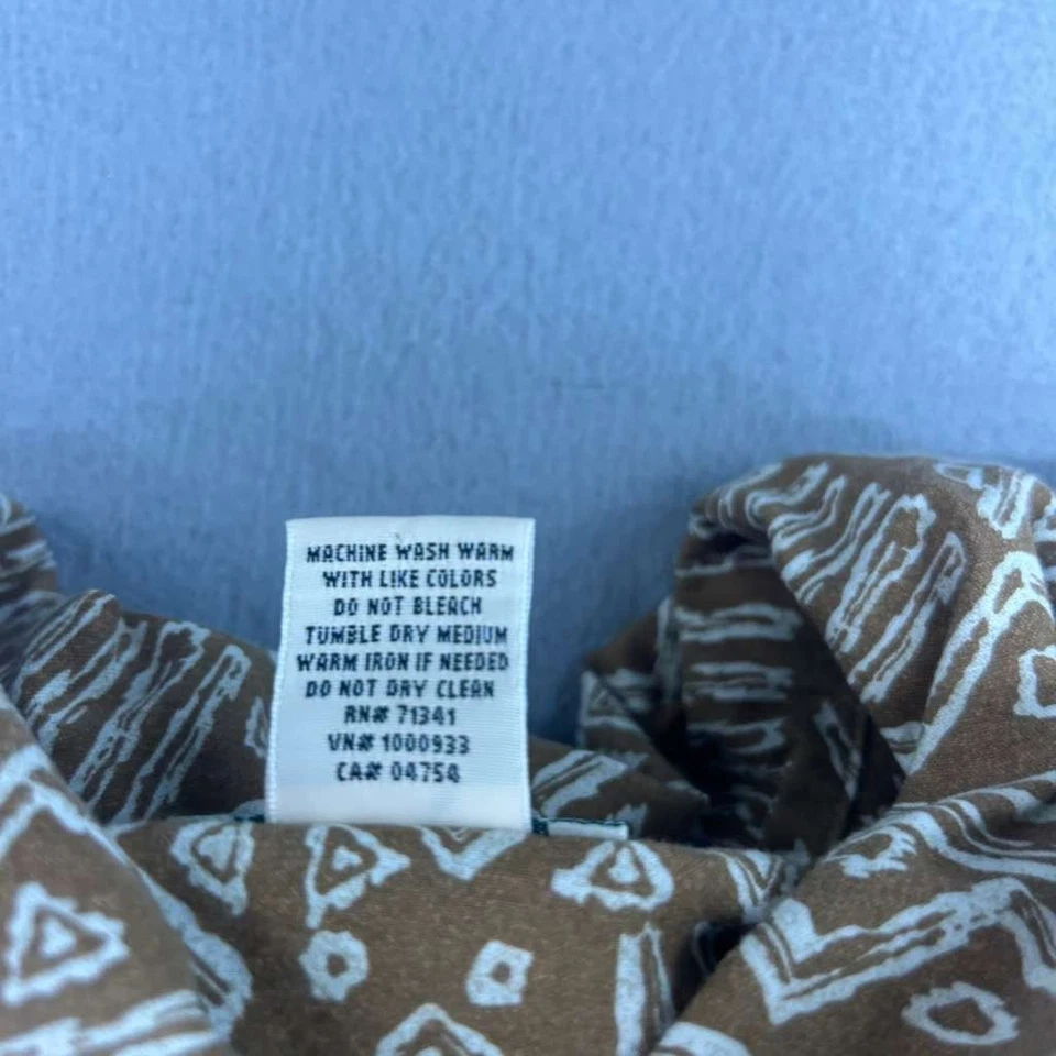 LL Bean Shirt Mens XXXL Brown Aztec Traditional Fit Short Sleeve Button Up - Image 4 of 4