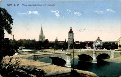 Ak Ulm an der Donau,  Neue Donaubrücke, Münster, Flusslandschaft - 5004922