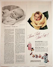 Mennen Baby Magic 1940s Vintage Print Advertisement Flower Petal Soft
