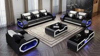 Wohnzimmer Set Modern Schwarz 3-Sitzer 2-Sitzer Sofa Sessel Luxus