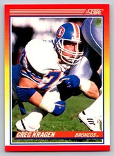 1990 Score #660 Greg Kragen Rookie Card Denver Broncos. rookie card picture