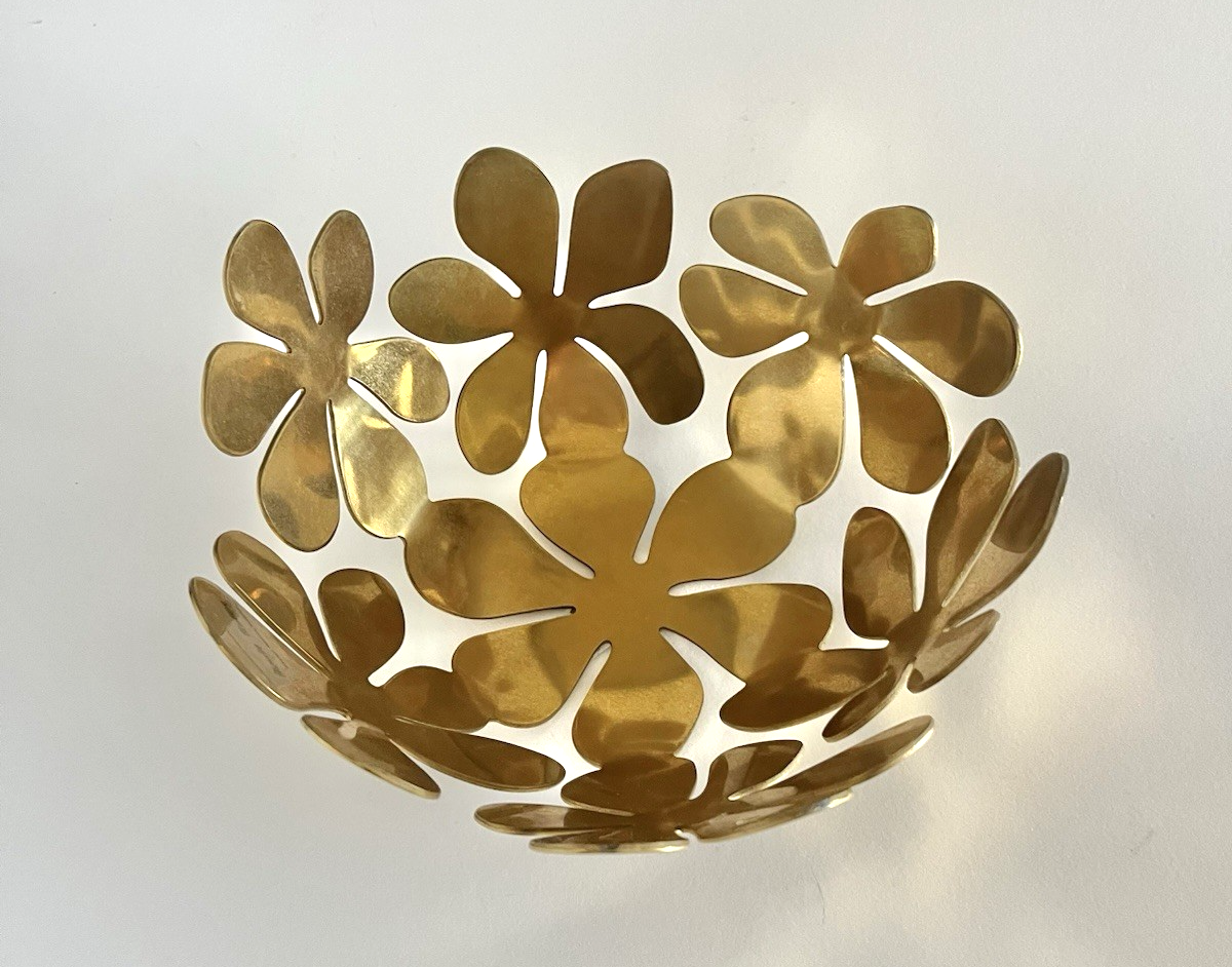 Vintage 1999 - IKEA Stockholm Gold Metal Flower Bowl 8