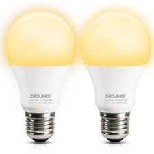 DiCUNO Dusk to Dawn Sensor Bulb E27, 2 Count (Pack of 1), Warm White 2700k