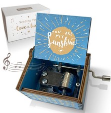 Wooden Music -You are My Sunshine Hand Crank Vintage Engraved Musical Boxes T...