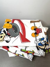 New Vintage Disney Mickey Mouse Twin Sheet Set Fitted, Flat Sheet Goofy, Donald