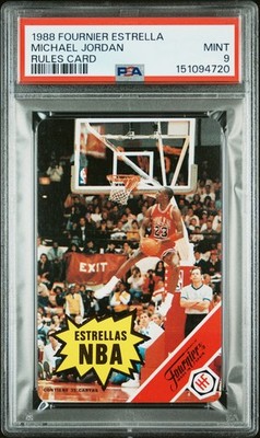 1988 FOURNIER ESTRELLAS RULES CARD MICHAEL JORDAN PSA 9