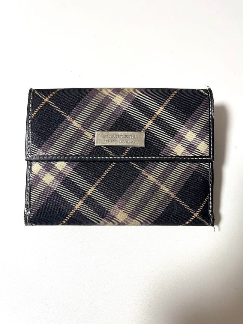 Burberry Blue Label Check Compact Wallet Trifold Nova Check Ladies