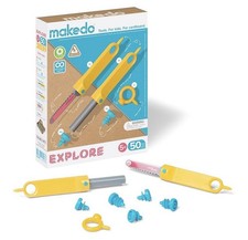Makedo Explore  Upcycled Cardboard Construction Toolkit in Small Toolbox 50 Pi