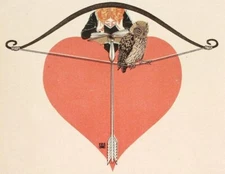Owl and Heart Print – Mila von Luttich Art Nouveau Symbolic Illustration 1918