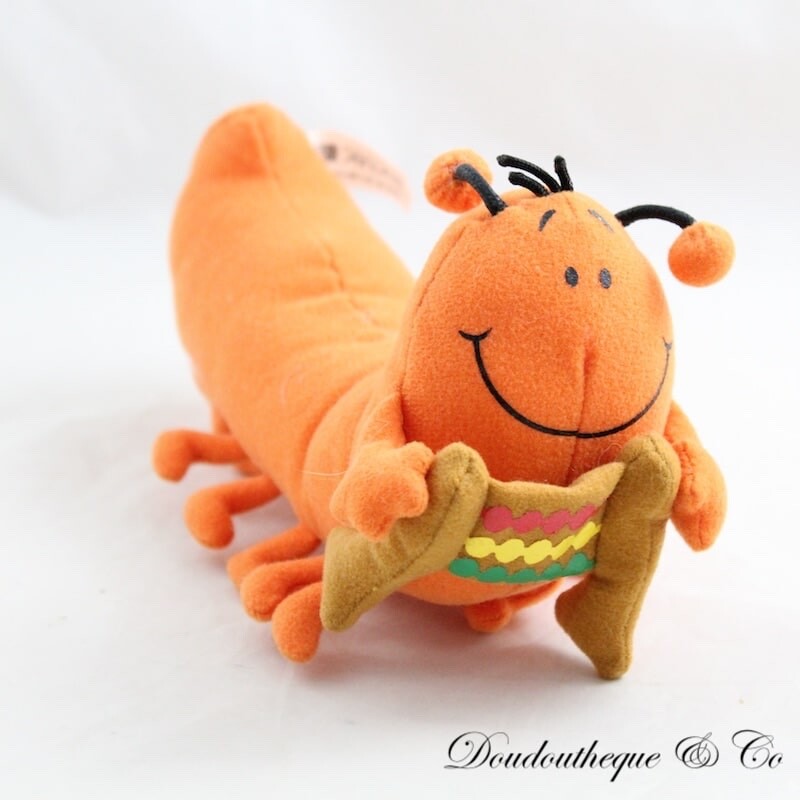 Peluche Emile le mille-pattes EDITION ATLAS Les animaux rigolos orange ...