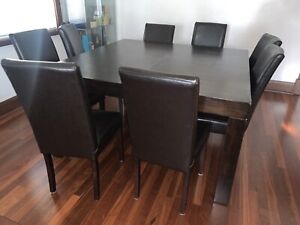 Big Square Dining Table 8 Leather Chairs Great Conditions Could Be Dismantled Ebay