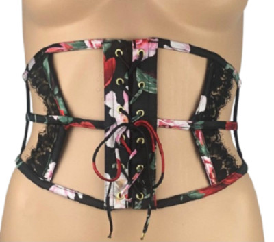 $140 VICTORIA'S SECRET ATELIER SILK LACE TRIM UNDERBUST CAGED CORSET XS/S M/L