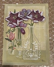 Boem 3D Decorative Tile Purple Flowers Acrylic Vases