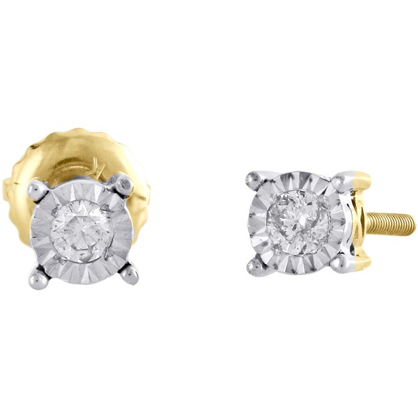 10K Gelbgold Blende Set Diamant Mini Runde Ohrringe 4Mm Nieten 1/10 Karat-image