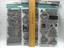 TPC Studio 3 Cling Stamp Sets - Cafe Mocha, Cupcakes & Brush Stroke Greetings