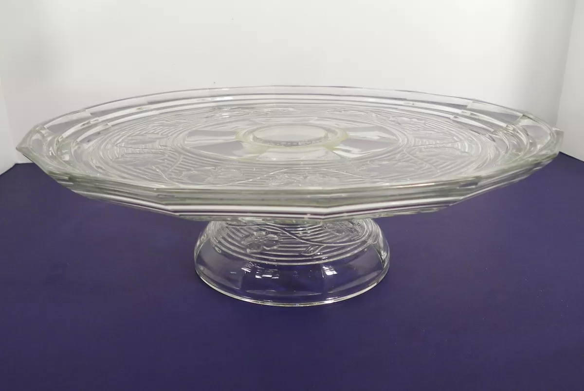 Pressed glass top cake stand