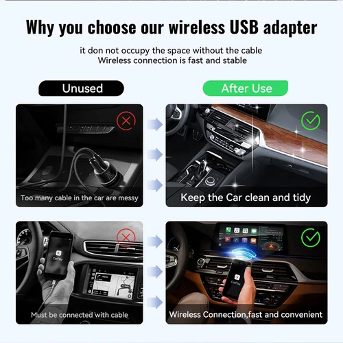 Wireless CarPlay Adapter USB Dongle For iPhone Apple Wireless Carplay Plug &Play - Picture 10 of 12