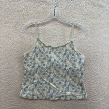 Y2K Vintage Camisole Tank Top Medium Blue Ditsy Floral Coquette Fairy Cottage