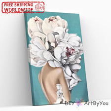 Paint By Numbers Kit Woman Flower Nature Brush Acrylic Art Wall Decor Draw Adult