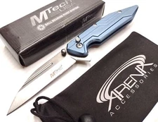 Button Lock Ball Bearing Pivot Pocket Knife Blade Manual EDC Flipper Blue