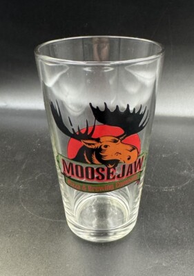 Moose Jaw Beer Pint Glass Wis Dells WI Pizza And Brewing Company Brew Pub